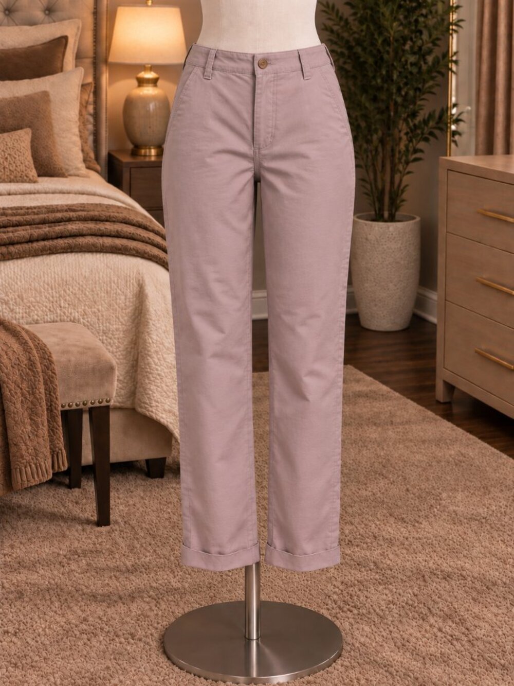 GAP Women’s Size 10 Dusty Blush Mauve Cuffed Girlfriend Chino Pants